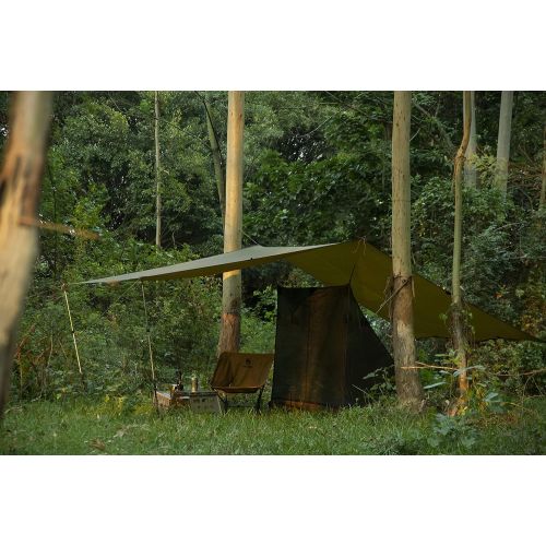  OneTigris Bulwark Camping Tarp, 100% Waterproof Bushcraft Shelter, SilNylon Lightweight Hammock Rain Fly Portable Anti UV Large 12.8ft x 9.5ft