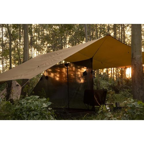  OneTigris Bulwark Camping Tarp, 100% Waterproof Bushcraft Shelter, SilNylon Lightweight Hammock Rain Fly Portable Anti UV Large 12.8ft x 9.5ft