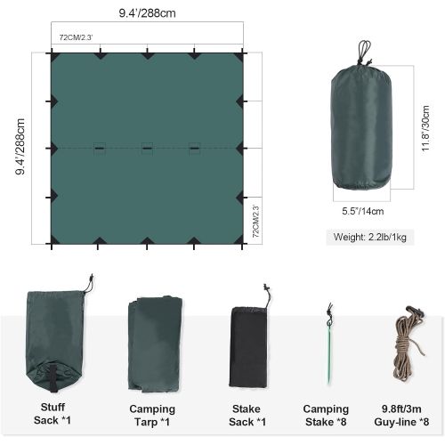  OneTigris Bastion Hammock Rain Fly Tarp Shelter Survival Gear, Waterproof Lightweight Compact for Camping Hiking Backpacking Survival Bushcraft