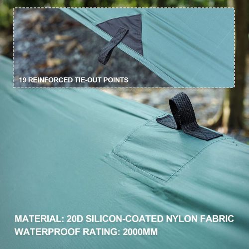  OneTigris Bastion Hammock Rain Fly Tarp Shelter Survival Gear, Waterproof Lightweight Compact for Camping Hiking Backpacking Survival Bushcraft