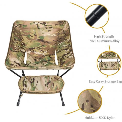  OneTigris Multicam Camping Chair Backpacking Hiking, 330 lbs Capacity, Compact Portable Folding Chair for Camping Hiking Gardening Travel Beach Picnic Lightweight Backpacking (Camo