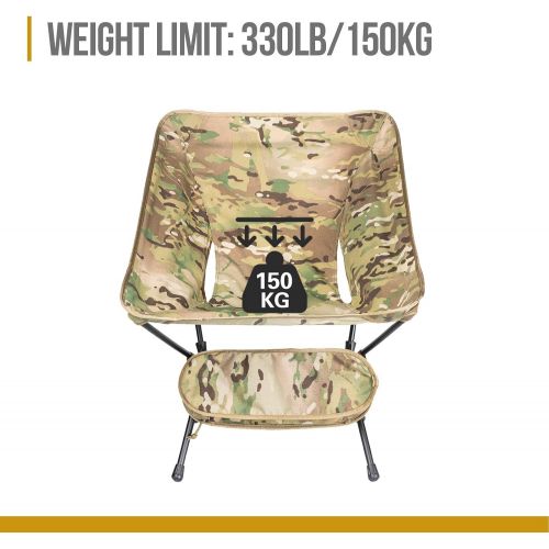  OneTigris Multicam Camping Chair Backpacking Hiking, 330 lbs Capacity, Compact Portable Folding Chair for Camping Hiking Gardening Travel Beach Picnic Lightweight Backpacking (Camo