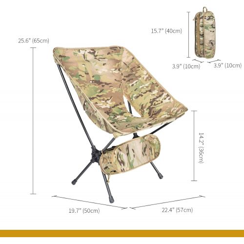  OneTigris Multicam Camping Chair Backpacking Hiking, 330 lbs Capacity, Compact Portable Folding Chair for Camping Hiking Gardening Travel Beach Picnic Lightweight Backpacking (Camo