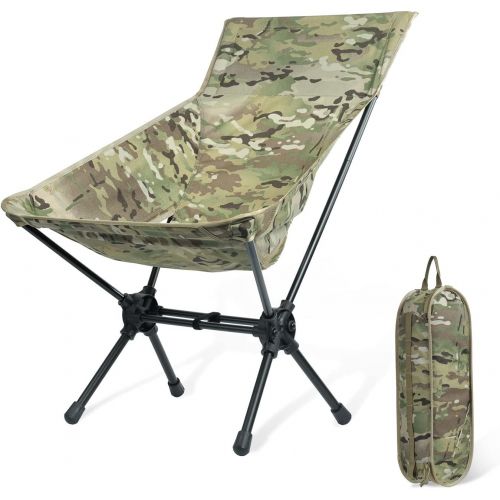  OneTigris Multicam Camping Backpacking Chair High Back, 330 lbs Capacity, Lightweight Compact Portable Folding Chair for Hiking Travel Beach Picnic