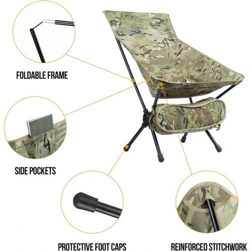  OneTigris Multicam Camping Backpacking Chair High Back, 330 lbs Capacity, Lightweight Compact Portable Folding Chair for Hiking Travel Beach Picnic