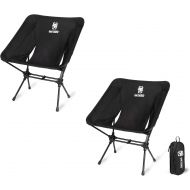 OneTigris Camping Backpacking Chair 2 Pack, 330 lbs Capacity, Compact Portable Folding Chair for Camping Hiking Gardening Travel Beach Picnic Lightweight Backpacking (Black-2 Pack)