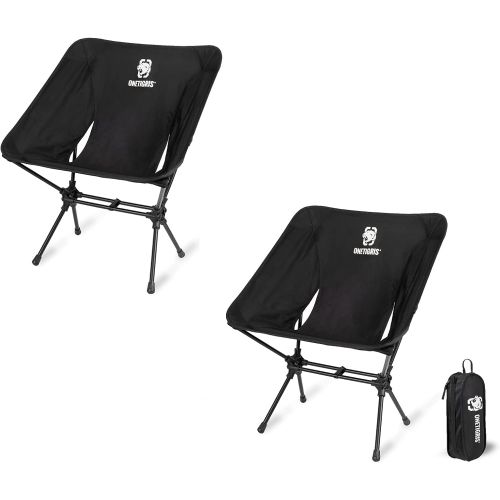  OneTigris Camping Backpacking Chair 2 Pack, 330 lbs Capacity, Compact Portable Folding Chair for Camping Hiking Gardening Travel Beach Picnic Lightweight Backpacking (Black-2 Pack)