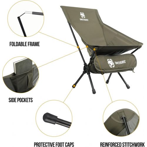  OneTigris Camping Backpacking Chair High Back, 330 lbs Capacity, Lightweight Compact Portable Folding Chair for Hiking Travel Beach Picnic