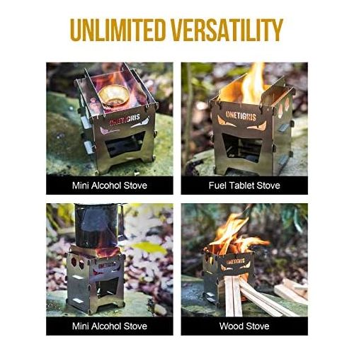  OneTigris ROCUBOID Camping Backpacking Stove Evil Eyes, Available in Stainless Steel and Titanium