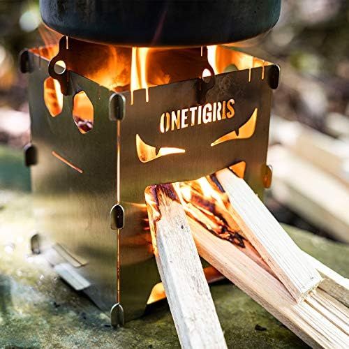  OneTigris ROCUBOID Camping Backpacking Stove Evil Eyes, Available in Stainless Steel and Titanium