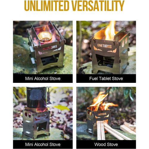  OneTigris ROCUBOID Camping Backpacking Stove Evil Eyes, Available in Stainless Steel and Titanium