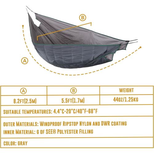  Besuchen Sie den OneTigris-Store OneTigris Isomatten Underblanket fuer Doppelthangematten Shield Cradle Underquilt - 2 Personen, 3 Jahreszeiten