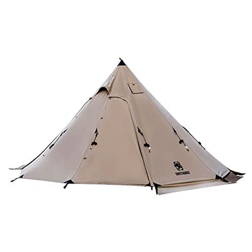  OneTigris Northgaze Canvas Hot Tent with Stove Jack, Wind-Proof Flame-Retardant, Durable 4 Season Camping Pyramid Teepee Tent for 2~4 Person