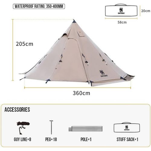  OneTigris Northgaze Canvas Hot Tent with Stove Jack, Wind-Proof Flame-Retardant, Durable 4 Season Camping Pyramid Teepee Tent for 2~4 Person