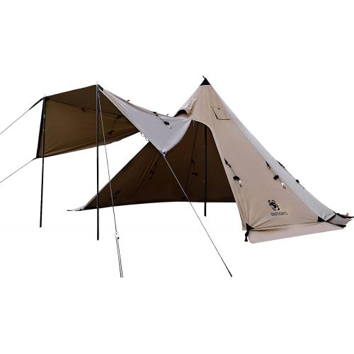  OneTigris Northgaze Canvas Hot Tent with Stove Jack, Wind-Proof Flame-Retardant, Durable 4 Season Camping Pyramid Teepee Tent for 2~4 Person