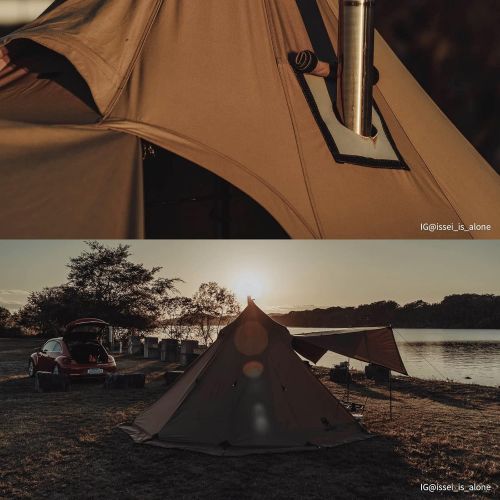  OneTigris Northgaze Canvas Hot Tent with Stove Jack, Wind-Proof Flame-Retardant, Durable 4 Season Camping Pyramid Teepee Tent for 2~4 Person