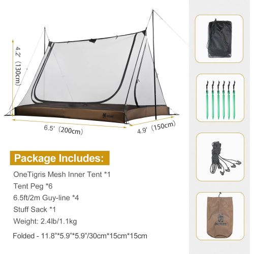  OneTigris 2 Person Mesh Tent, 3 Openings Screen Shelter with Waterproof Bathtub Floor for Outdoors Camping Lightweight Backpacking Thru-Hiking Travel Patio