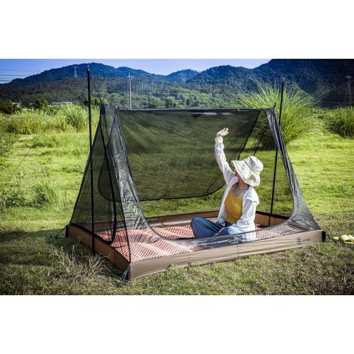  OneTigris 2 Person Mesh Tent, 3 Openings Screen Shelter with Waterproof Bathtub Floor for Outdoors Camping Lightweight Backpacking Thru-Hiking Travel Patio