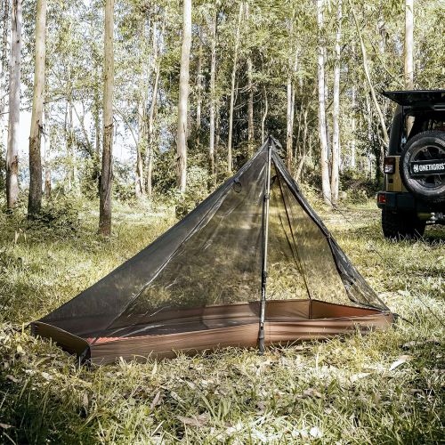  OneTigris Mesh Teepee Tent, Ultralight 1 Person Inner Mesh Tent with Waterproof Bathtub Floor for Outdoor Camping Hiking Backpacking Bushcraft Tarp Hot Tent Shelter