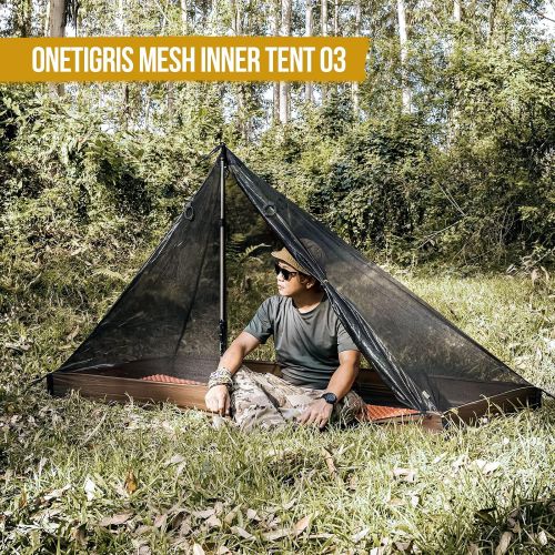  OneTigris Mesh Teepee Tent, Ultralight 1 Person Inner Mesh Tent with Waterproof Bathtub Floor for Outdoor Camping Hiking Backpacking Bushcraft Tarp Hot Tent Shelter