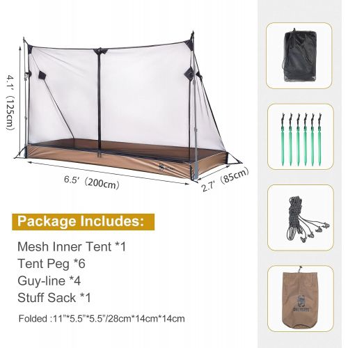  OneTigris Mesh Tent with 3000 Waterproof Bathtub Floor, Ultralight 1 Person Tent for Camping Backpacking Hiking Traveling Fishing Patio