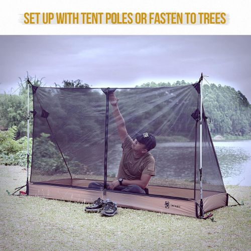  OneTigris Mesh Tent with 3000 Waterproof Bathtub Floor, Ultralight 1 Person Tent for Camping Backpacking Hiking Traveling Fishing Patio