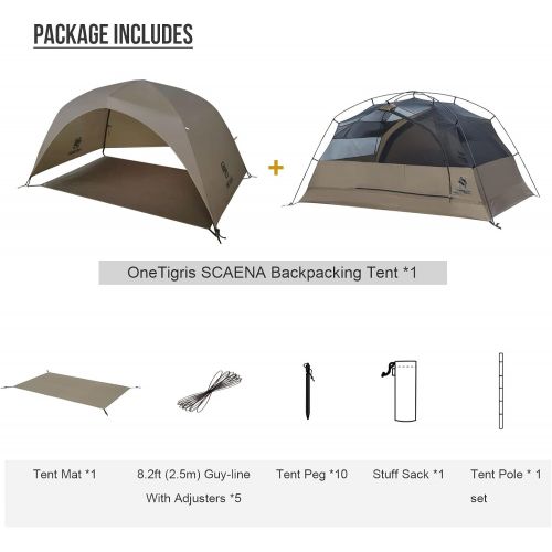  OneTigris SCAENA Backpacking Tent, Lightweight Bushcraft Shelter with Footprint, Heavy Duty Double Layer Freestanding 2 Person Tent for Camping, Hiking, Bushcraft, Mountaineering
