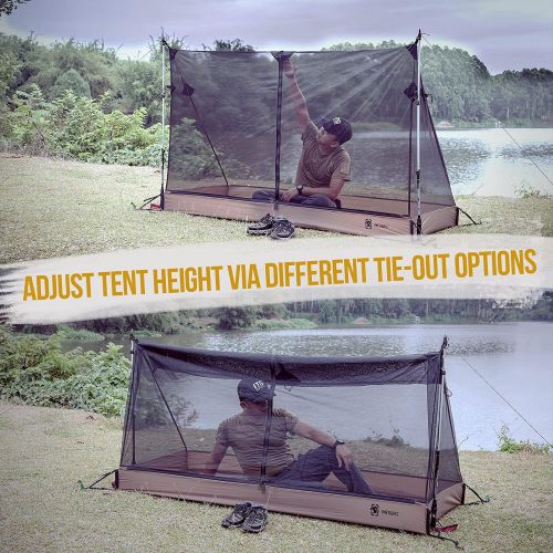  OneTigris Mesh Tent with 3000 Waterproof Bathtub Floor, Ultralight 1 Person Tent for Camping Backpacking Hiking Traveling Fishing Patio