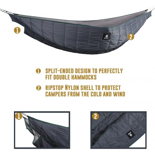  OneTigris Shield Cradle Pro Double Hammock Underquilt for Winter Hammock Camping, Large Wide Under Blanket for Adults & Kids Camping, Hiking, Backpacking, Travel, Backyard, Beach,