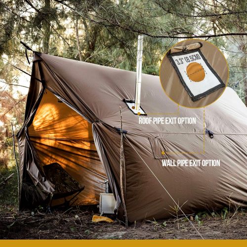  OneTigris TEGIMEN Hammock Hot Tent with Stove Jack, Spacious Versatile Wall Tent with Snow Skirt, 3000mm Waterproof with Zippered Tent Bag