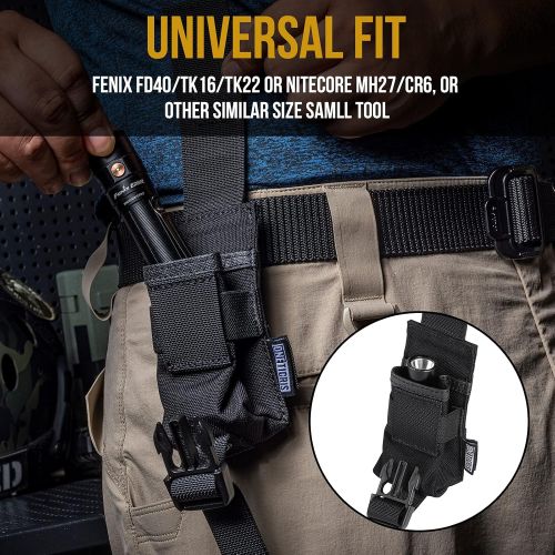  OneTigris Flashlight Holder Molle Flashlight Belt Holster 1000D Nylon Flashlight Pouch Tactical Torch Carry Case