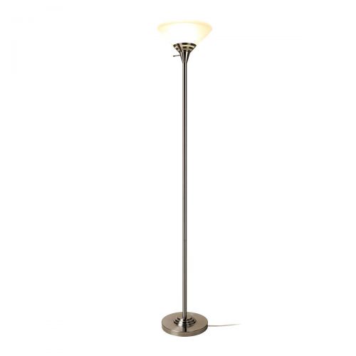  Oneach Cecile Modern Torchiere Floor Lamp 150-Watt Light 70.5-Inch with Frosted White Alabaster Glass Shade,Brushed Steel,Lamps for Reading Living Room Bedroom