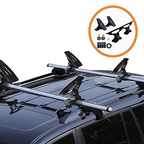  Onefeng Sports 135LB Kayak Saddle, Aluminum Rustless Kayak Roof Rack with 1.5 Width Tie Down Straps for Carrier Canoe Boat Paddle Board Surfboard, to Mount on Car SUV Truck Crossba