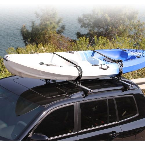  Onefeng Sports 135LB Kayak Saddle, Aluminum Rustless Kayak Roof Rack with 1.5 Width Tie Down Straps for Carrier Canoe Boat Paddle Board Surfboard, to Mount on Car SUV Truck Crossba