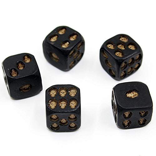  OnefunTech Set of 5 Pcs Halloween Skull Dice of Death Grinning 3D Skeleton Bones Scary Resin Dice Novelty Board Game for Club Pub Party Devil Game