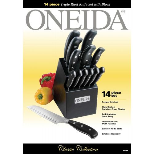  Oneida 55086 Knife Set With Block 14 Piece Black