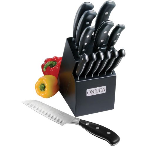  Oneida 55086 Knife Set With Block 14 Piece Black