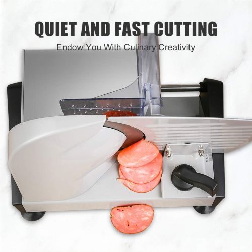  [아마존 핫딜] [아마존핫딜]Meat Slicer Electric Deli Food Slicer with 2 Interchangeable Blades, Oneisall Removable 7.5’’ Stainless Steel Blade & Food Carriage, Precisely Adjustable Thickness Cuts Meat, Non-S