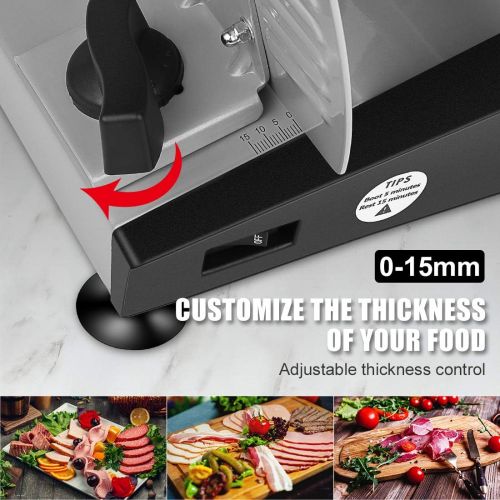  [아마존 핫딜] [아마존핫딜]Meat Slicer Electric Deli Food Slicer with 2 Interchangeable Blades, Oneisall Removable 7.5’’ Stainless Steel Blade & Food Carriage, Precisely Adjustable Thickness Cuts Meat, Non-S