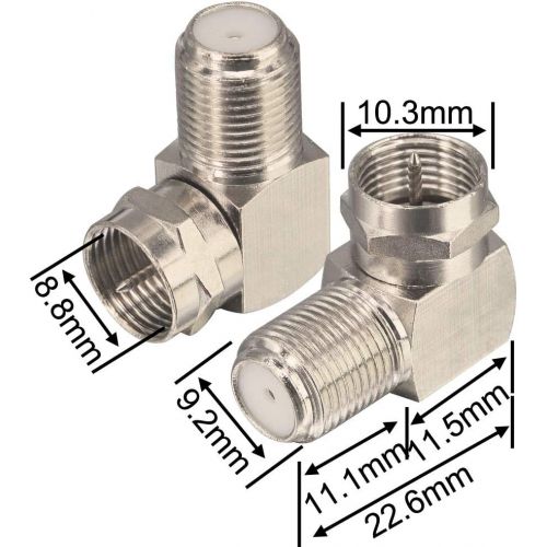  onelinkmore Coaxial Cable Right Angle Connector F Type Female to Male Adapter Right Angle Coax Connector F Male to Female Coaxial RG6 Adapter for Coax Cable and Wall Plates Coax 90