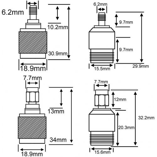  onelinkmore SMA to N Adapter Kit 4 Type RF Connectors N Male/Female to SMA Female/Male Wi-Fi Adapter…