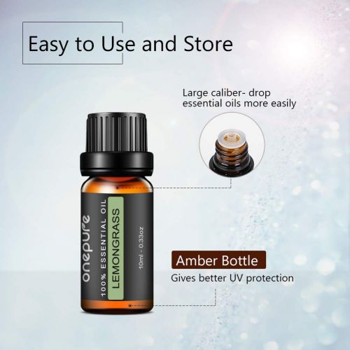  Onepure Aromatherapy Essential Oils Gift Set, 6 Bottles/ 10ml each, 100% Pure ( Lavender, Tea Tree, Eucalyptus, Lemongrass, Sweet Orange, Peppermint)