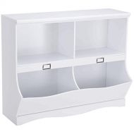 Onestops8 onestops8 Children Storage Unit Kids Bookshelf Bookcase White Baby Toy Organizer Shelf