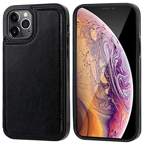  [아마존베스트]ONETOP Compatible with iPhone 12 Compatible with iPhone 12 Pro Wallet Case with Card Holder, PU Leather Kickstand Card Slots Case, Double Magnetic Clasp Durable Shockproof Cover 6.