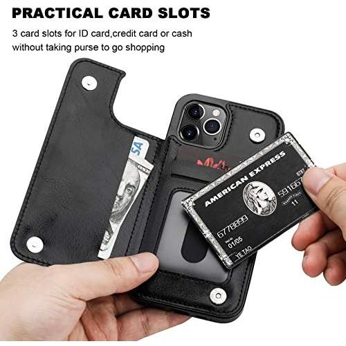  [아마존베스트]ONETOP Compatible with iPhone 12 Compatible with iPhone 12 Pro Wallet Case with Card Holder, PU Leather Kickstand Card Slots Case, Double Magnetic Clasp Durable Shockproof Cover 6.