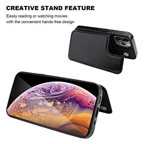  [아마존베스트]ONETOP Compatible with iPhone 12 Compatible with iPhone 12 Pro Wallet Case with Card Holder, PU Leather Kickstand Card Slots Case, Double Magnetic Clasp Durable Shockproof Cover 6.