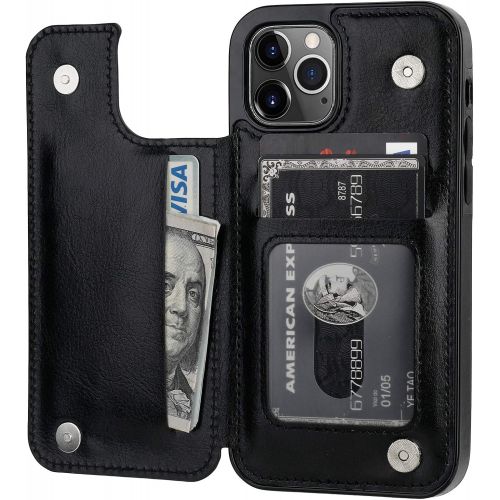  [아마존베스트]ONETOP Compatible with iPhone 12 Compatible with iPhone 12 Pro Wallet Case with Card Holder, PU Leather Kickstand Card Slots Case, Double Magnetic Clasp Durable Shockproof Cover 6.