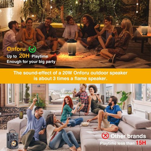  Onforu Outdoor Bluetooth Speaker with LED Lights, 2 Pack Wireless Loud Stereo Sound Lantern Speakers, True Wireless Stereo Pairing Patio Speakers, Bluetooth 5.0, Party Speakers for