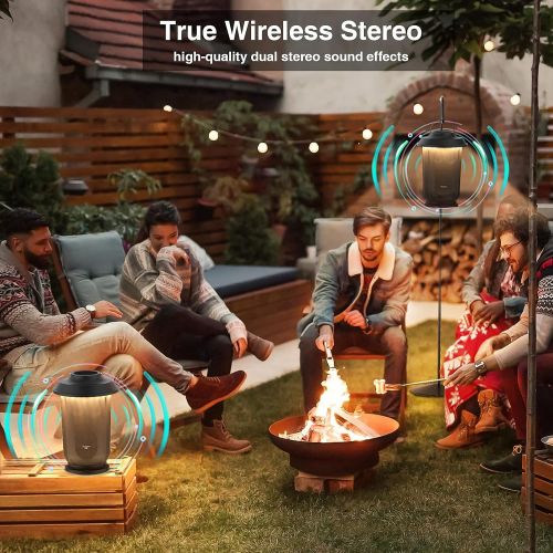  Onforu Outdoor Bluetooth Speaker with LED Lights, 2 Pack Wireless Loud Stereo Sound Lantern Speakers, True Wireless Stereo Pairing Patio Speakers, Bluetooth 5.0, Party Speakers for