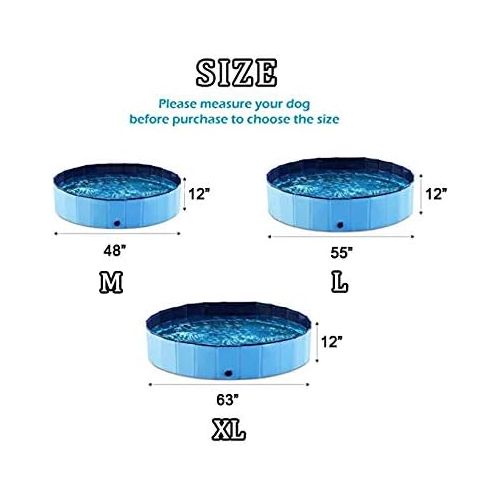  Onirii Foldable Pet Dog Pool,Portable Kiddie Pool,Collapsible PVC Bathing Tub Swimming Pool,Indoor & Outdoor Leakproof Cat Dog Pet SPA for Dogs Cats and Kids